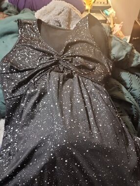 SHEIN Black Maxi Dress with White Speckle Print